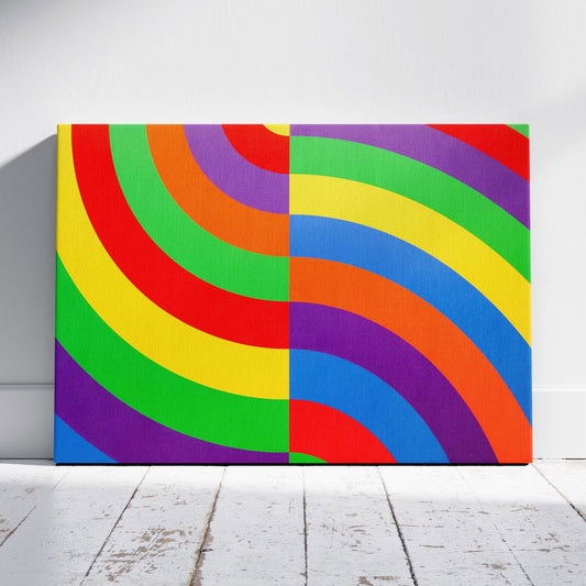 Rainbow Chromatic Waves - Framed Canvas Wall Art Print - House Prints