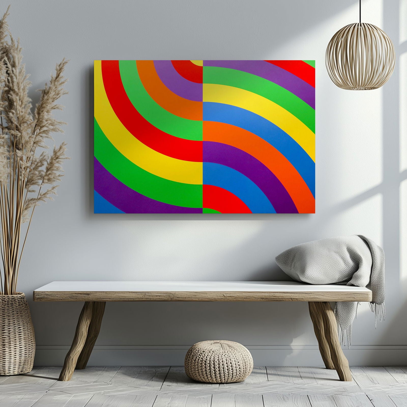 Rainbow Chromatic Waves - Framed Canvas Wall Art Print | House Prints