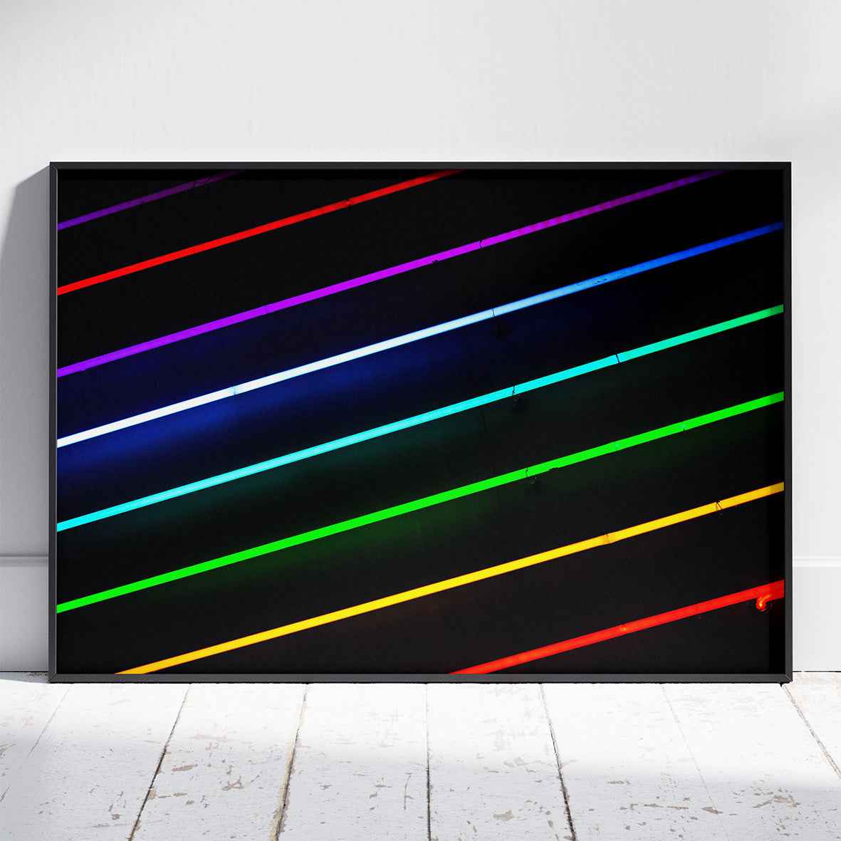 Rainbow Neon Glowing Lines Pride - Rolled Poster Wall Art Print | House Prints