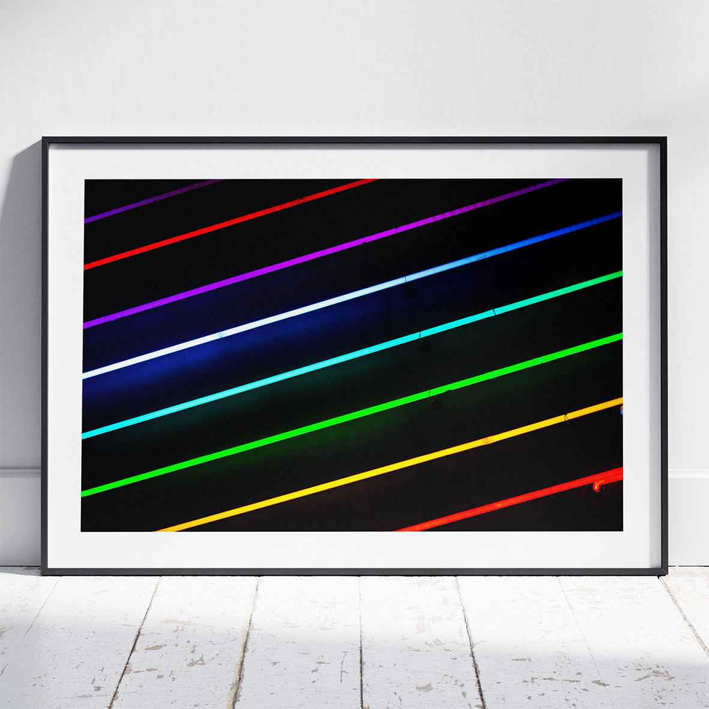 Rainbow Neon Glowing Lines Pride - Rolled Poster Wall Art Print | House Prints