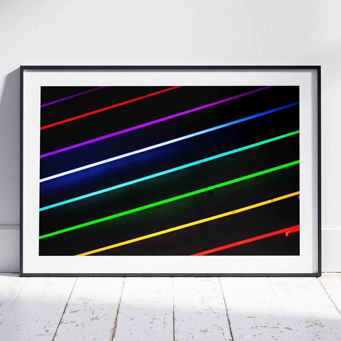 Rainbow Neon Glowing Lines Pride - Rolled Poster Wall Art Print | House Prints