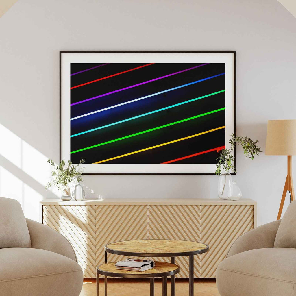 Rainbow Neon Glowing Lines Pride - Rolled Poster Wall Art Print | House Prints
