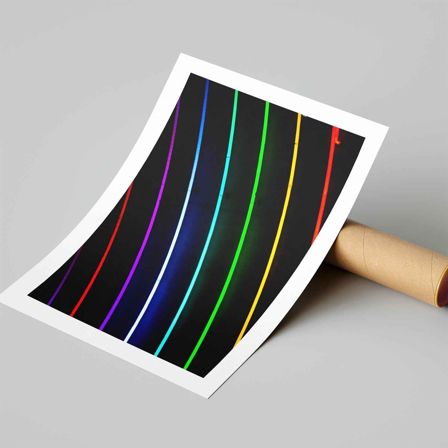 Rainbow Neon Glowing Lines Pride - Rolled Poster Wall Art Print | House Prints