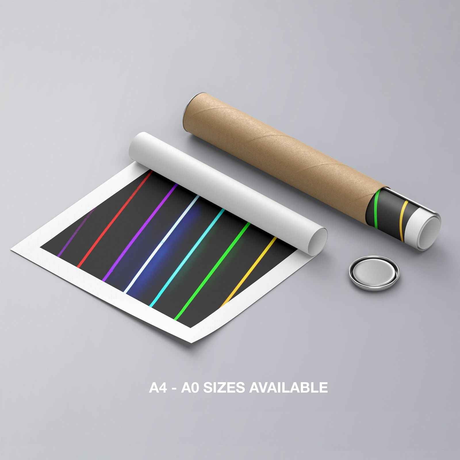 Rainbow Neon Glowing Lines Pride - Rolled Poster Wall Art Print | House Prints