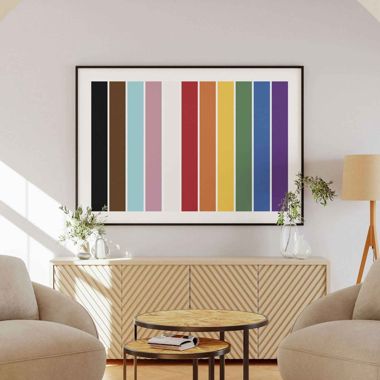 Rainbow Pride Abstract Colour Bars - Rolled Poster Wall Art Print - House Prints