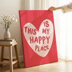 Red Love Heart This Is My Happy Place - Framed Canvas Wall Art Print