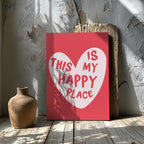 Red Love Heart This Is My Happy Place - Framed Canvas Wall Art Print