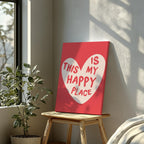 Red Love Heart This Is My Happy Place - Framed Canvas Wall Art Print