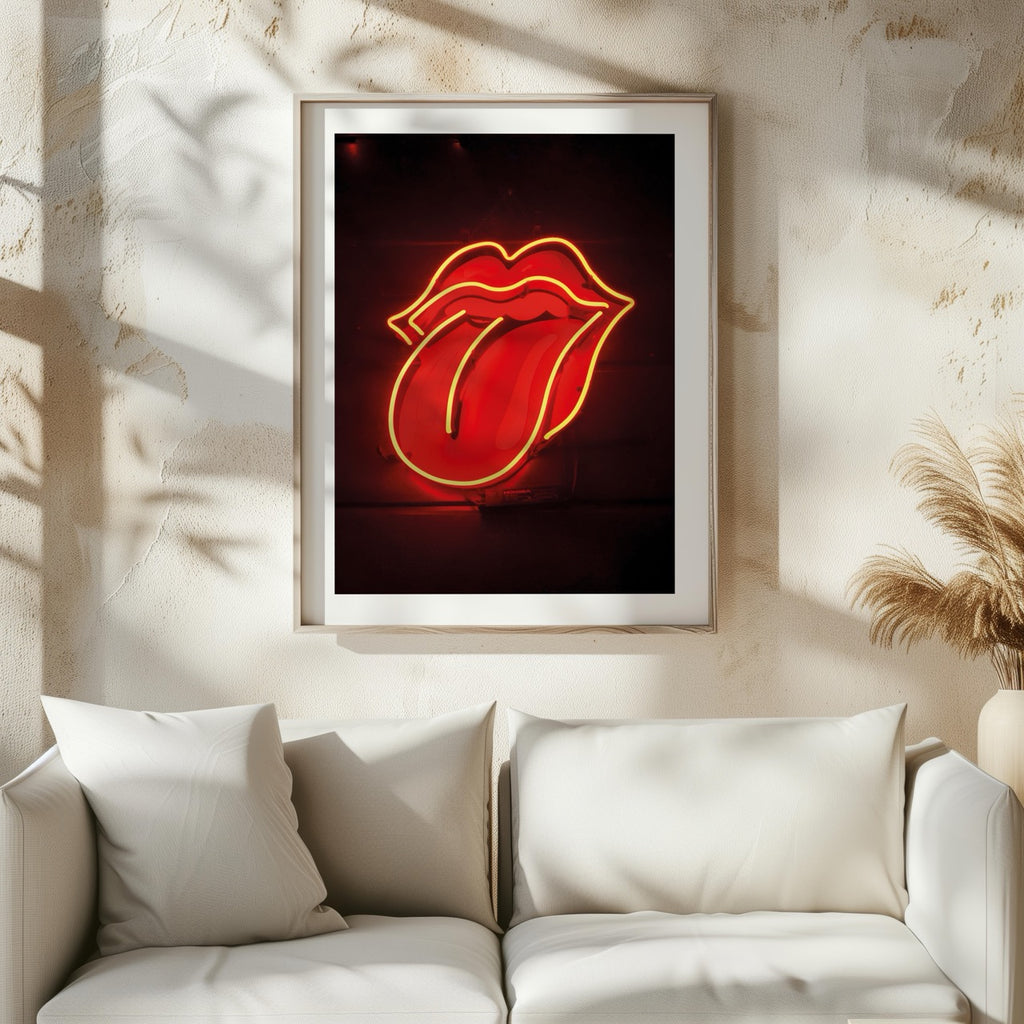 Red Tongue Neon Glow - Rolled Poster Wall Art Print | House Prints