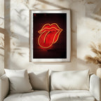 Red Tongue Neon Glow - Rolled Poster Wall Art Print | House Prints