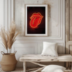 Red Tongue Neon Glow - Rolled Poster Wall Art Print | House Prints