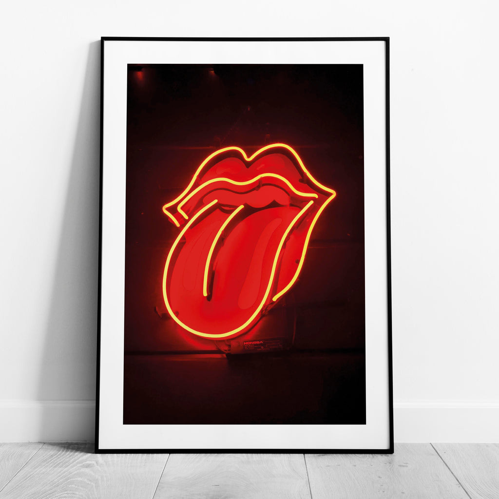Red Tongue Neon Glow - Rolled Poster Wall Art Print | House Prints