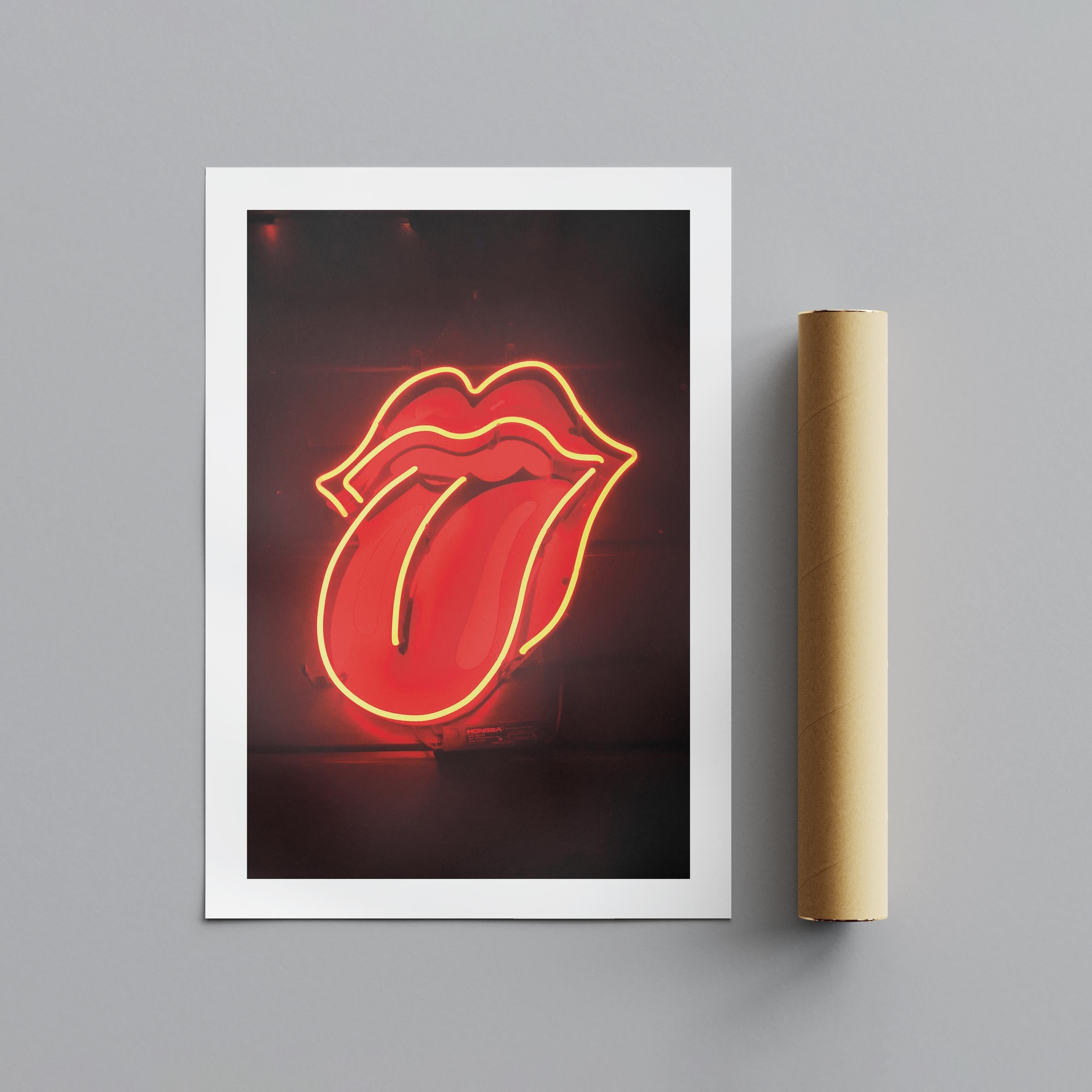 Red Tongue Neon Glow - Rolled Poster Wall Art Print | House Prints