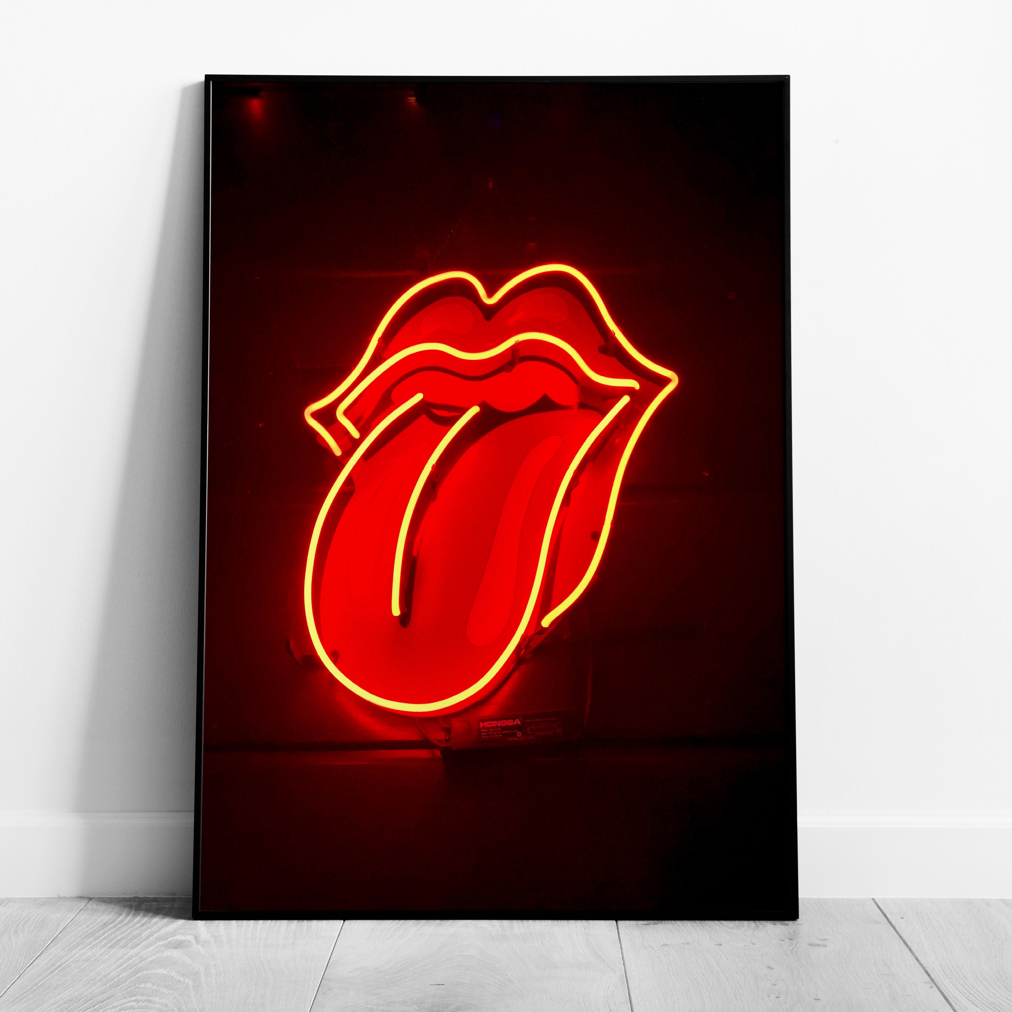 Red Tongue Neon Glow - Rolled Poster Wall Art Print | House Prints