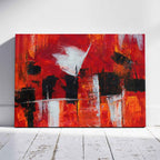 Red Abstract Brush Stoke - Framed Canvas Wall Art Print | House Prints