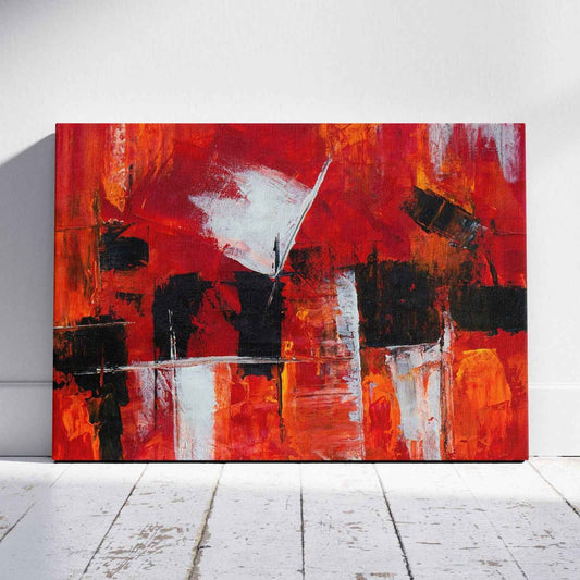 Red Abstract Brush Stoke - Framed Canvas Wall Art Print - House Prints