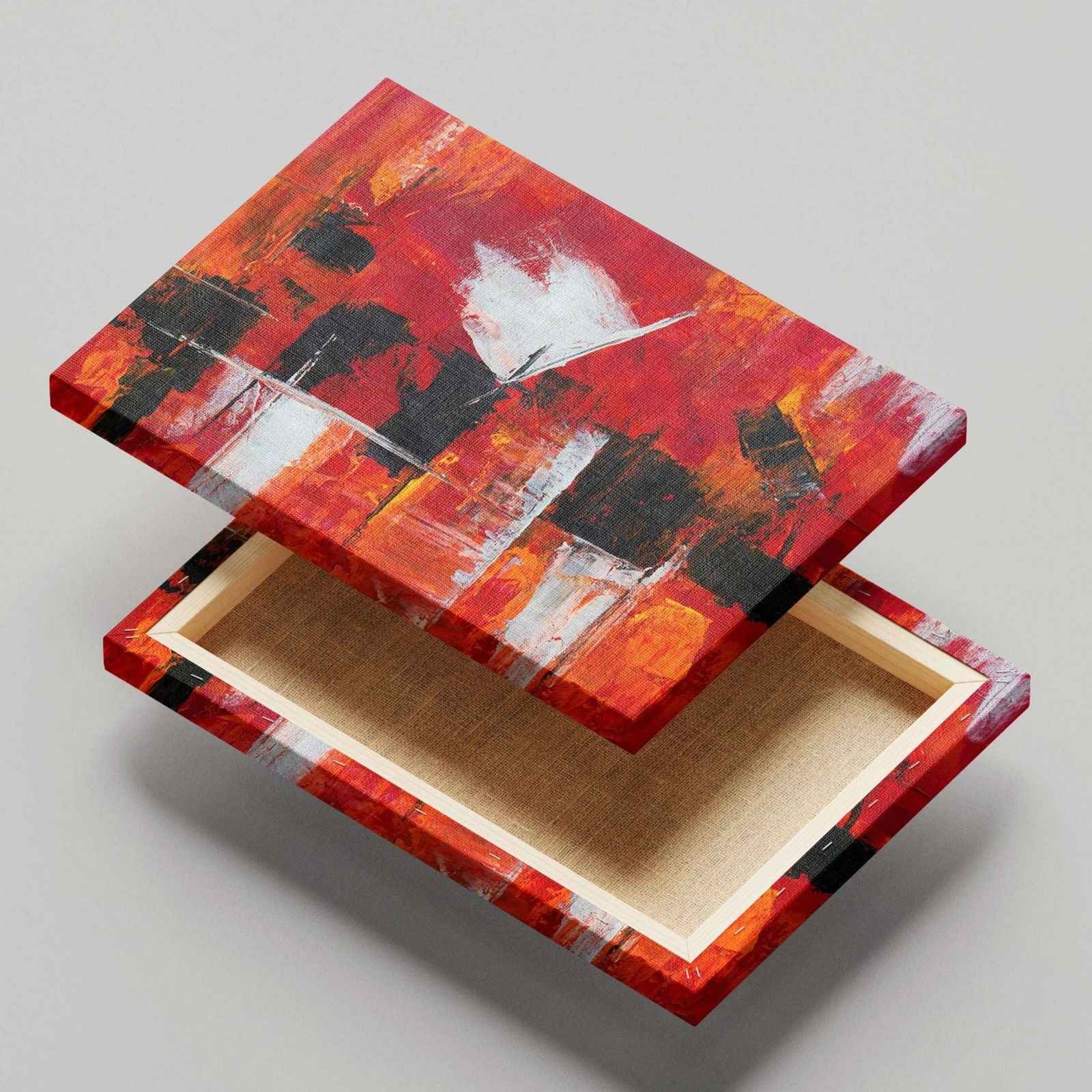 Red Abstract Brush Stoke - Framed Canvas Wall Art Print | House Prints