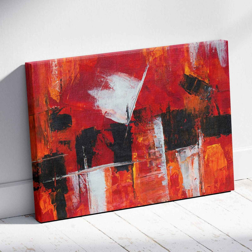 Red Abstract Brush Stoke - Framed Canvas Wall Art Print | House Prints