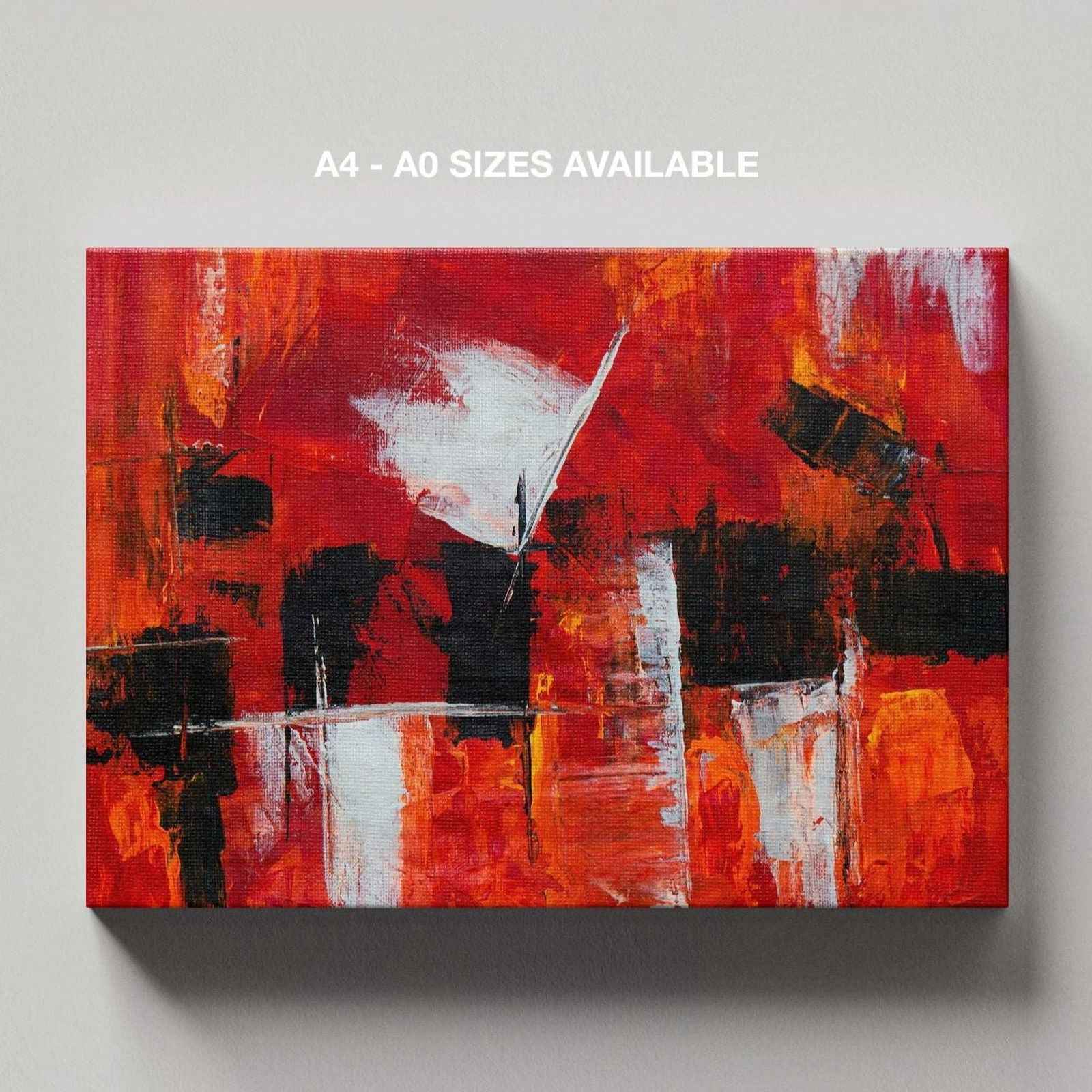 Red Abstract Brush Stoke - Framed Canvas Wall Art Print | House Prints