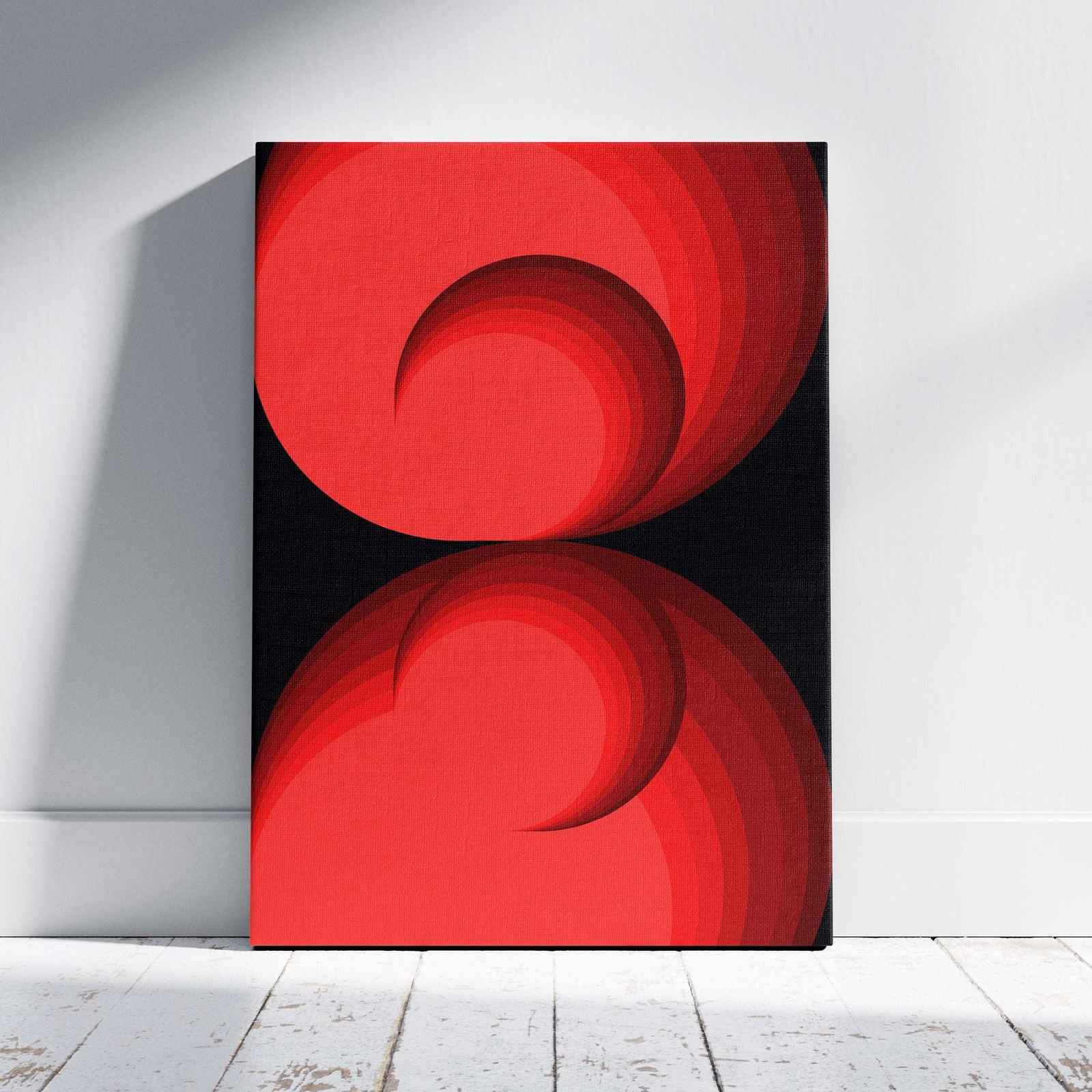 Red Abstract Circle Rotations - Framed Canvas Wall Art Print | House Prints