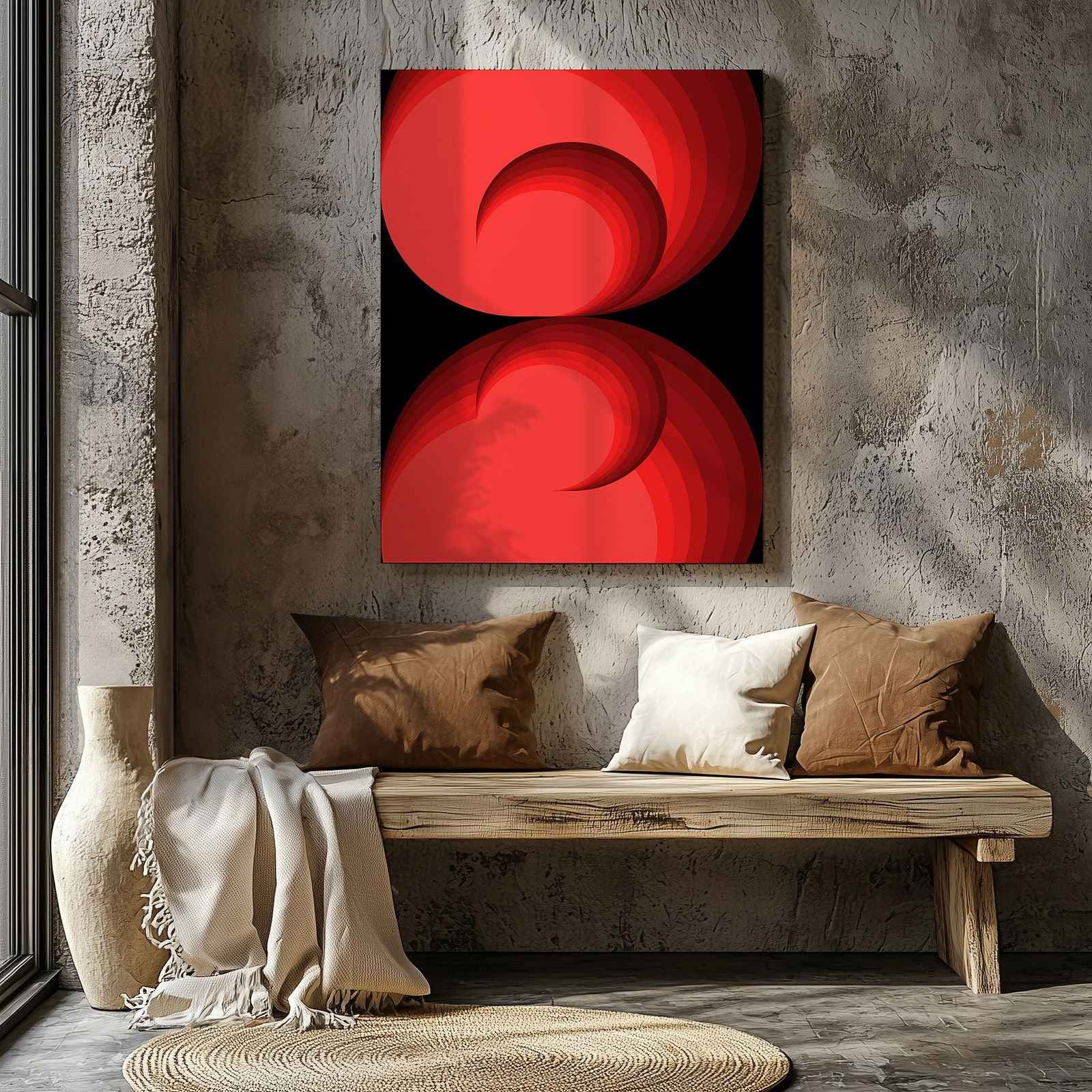 Red Abstract Circle Rotations - Framed Canvas Wall Art Print | House Prints