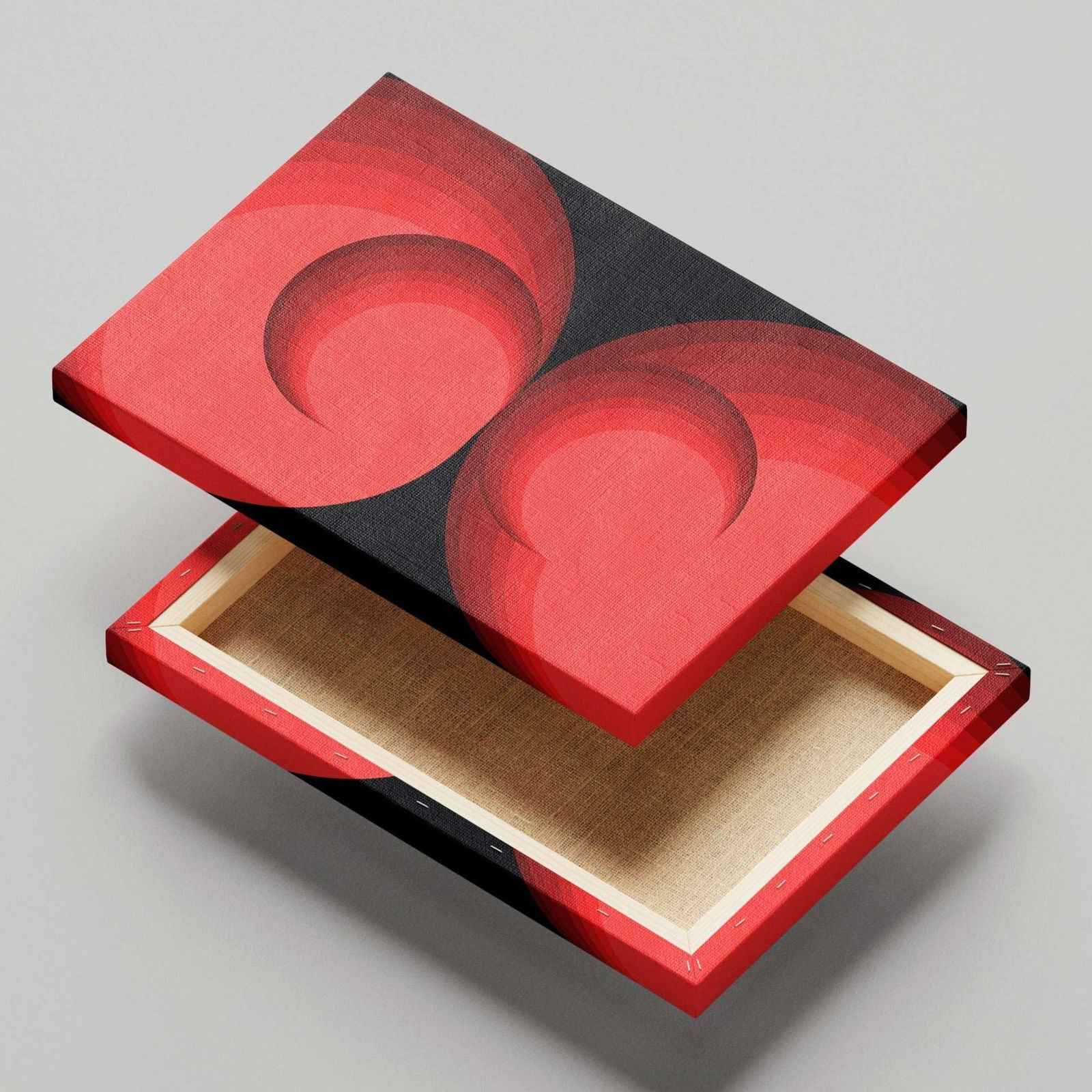 Red Abstract Circle Rotations - Framed Canvas Wall Art Print | House Prints