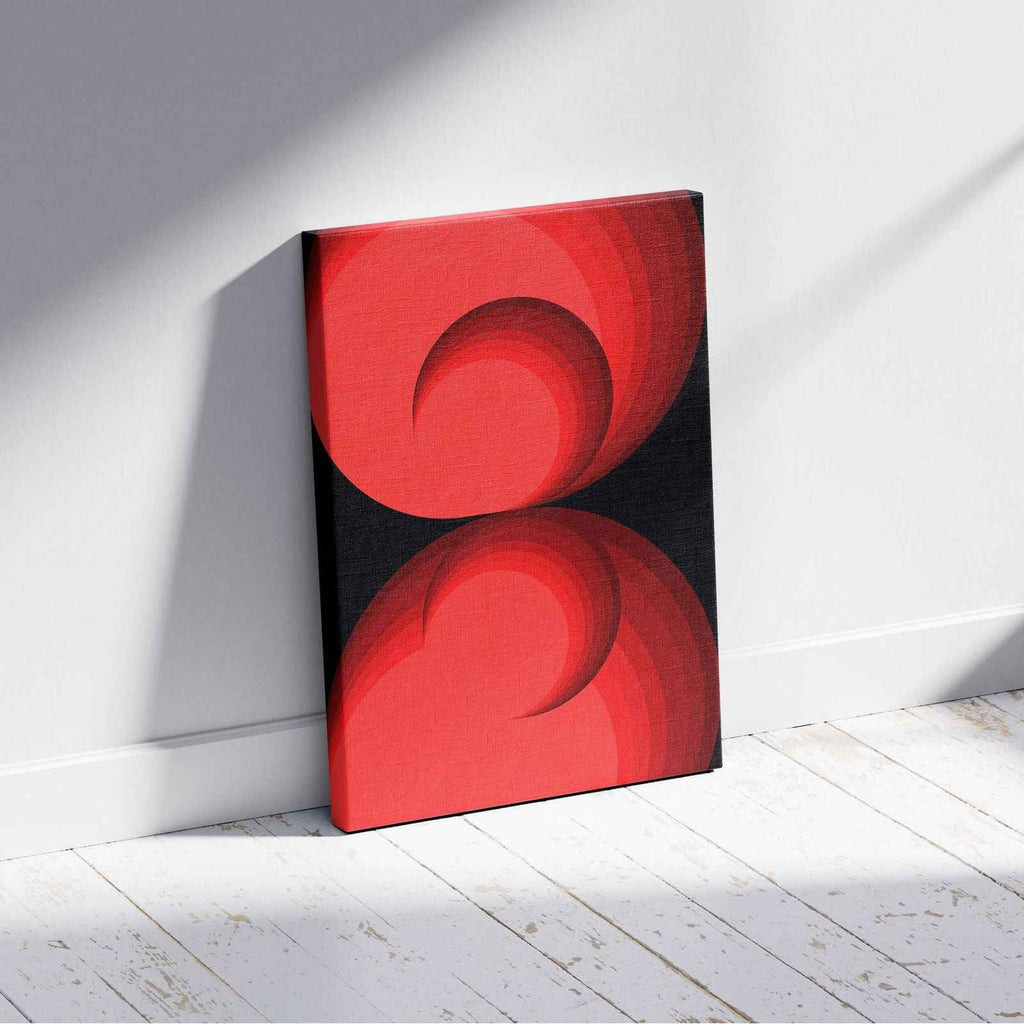 Red Abstract Circle Rotations - Framed Canvas Wall Art Print | House Prints