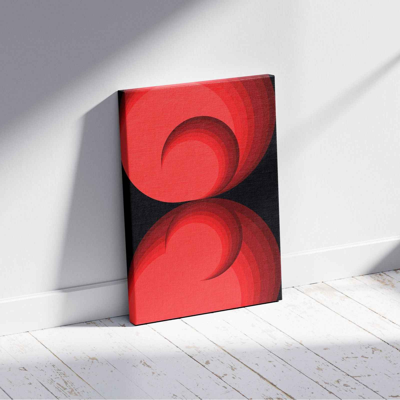 Red Abstract Circle Rotations - Framed Canvas Wall Art Print | House Prints