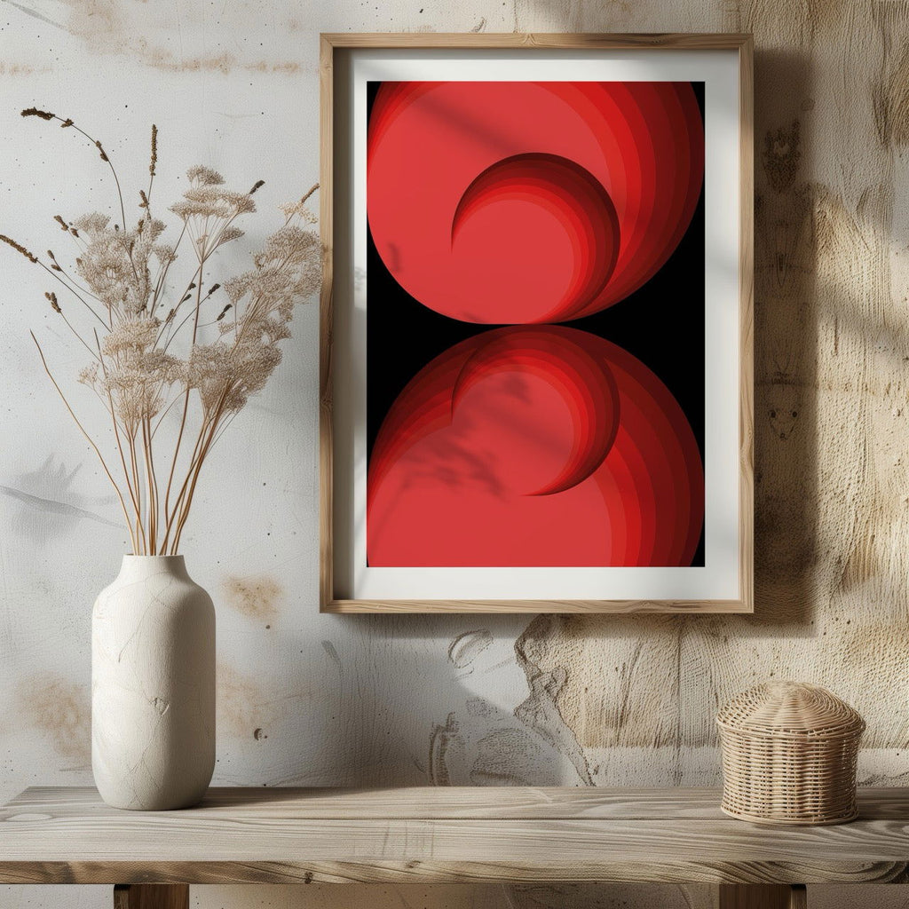 Red Abstract Circle Rotations - Rolled Poster Wall Art Print | House Prints