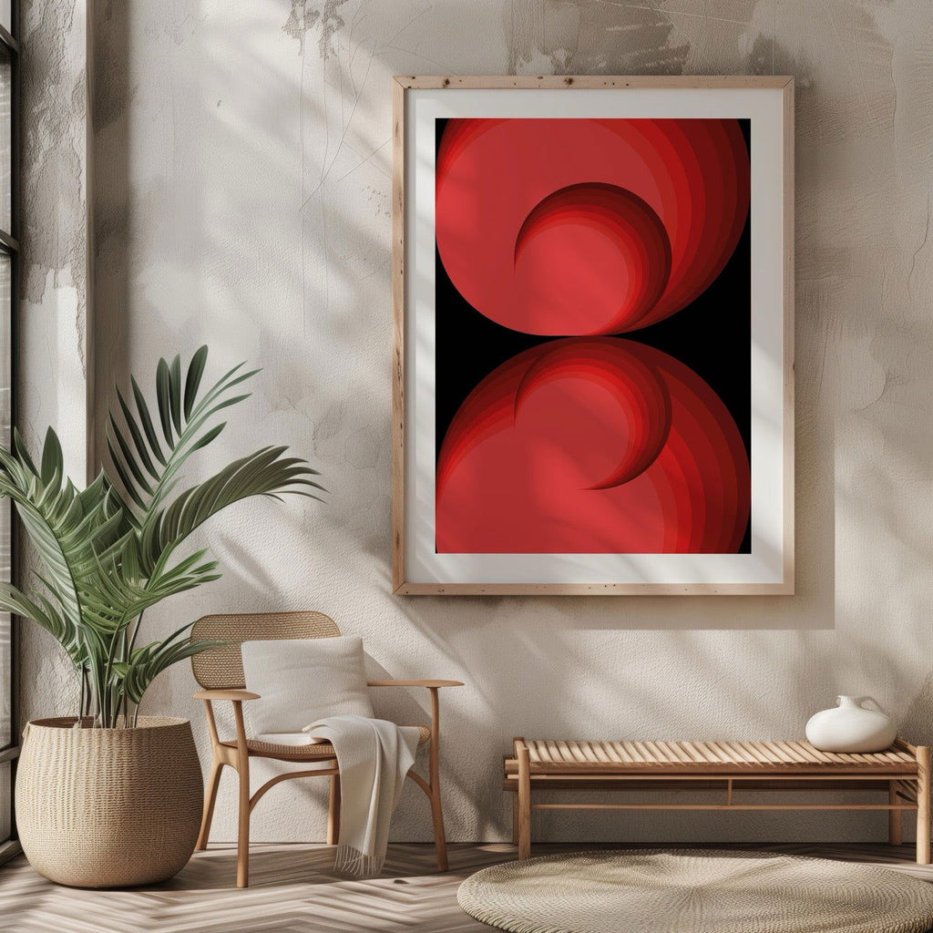 Red Abstract Circle Rotations - Rolled Poster Wall Art Print | House Prints