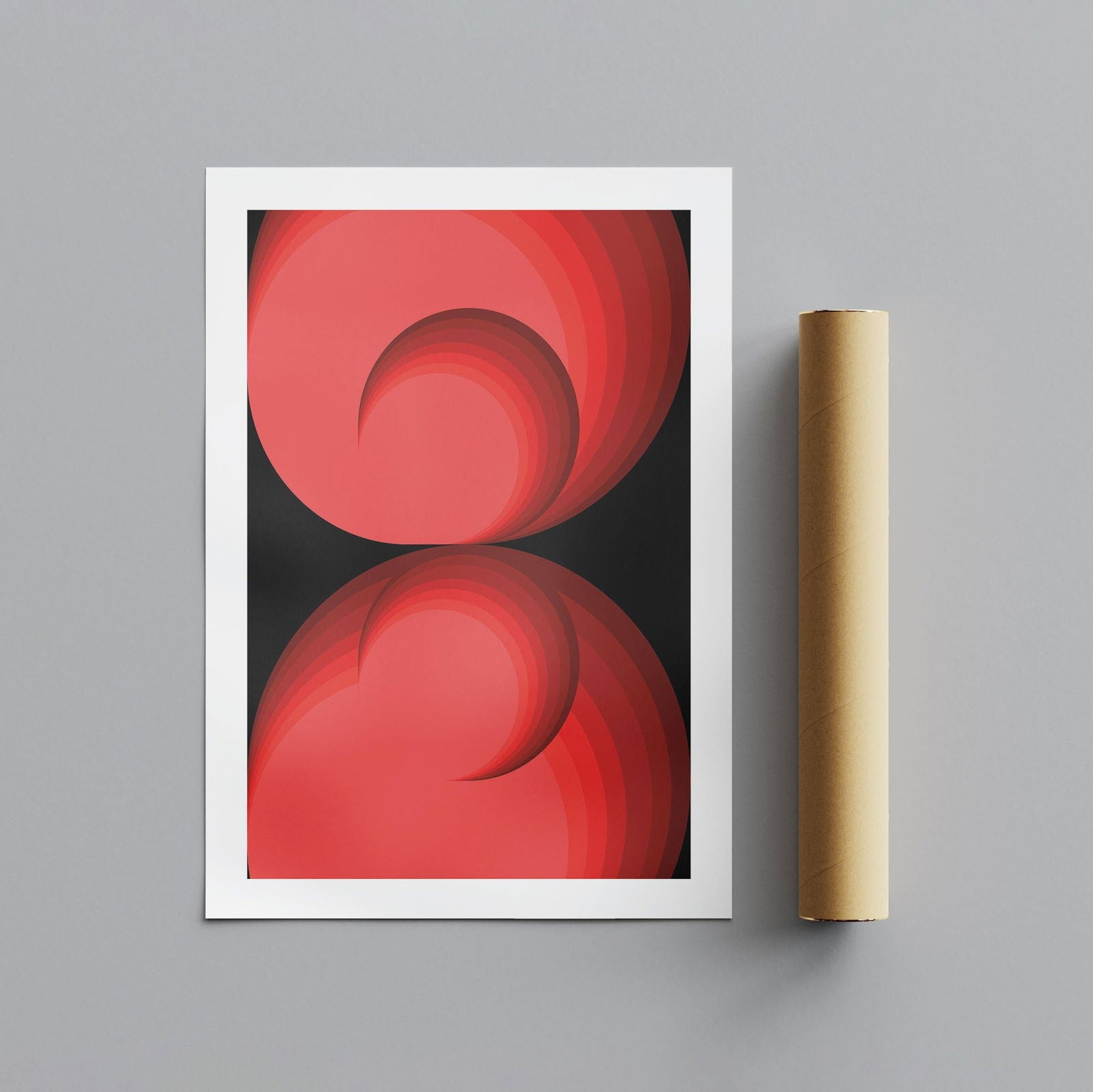 Red Abstract Circle Rotations - Rolled Poster Wall Art Print | House Prints