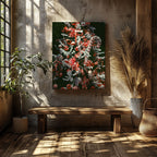 Red & White Festive Christmas Tree - Framed Canvas Wall Art Print | House Prints