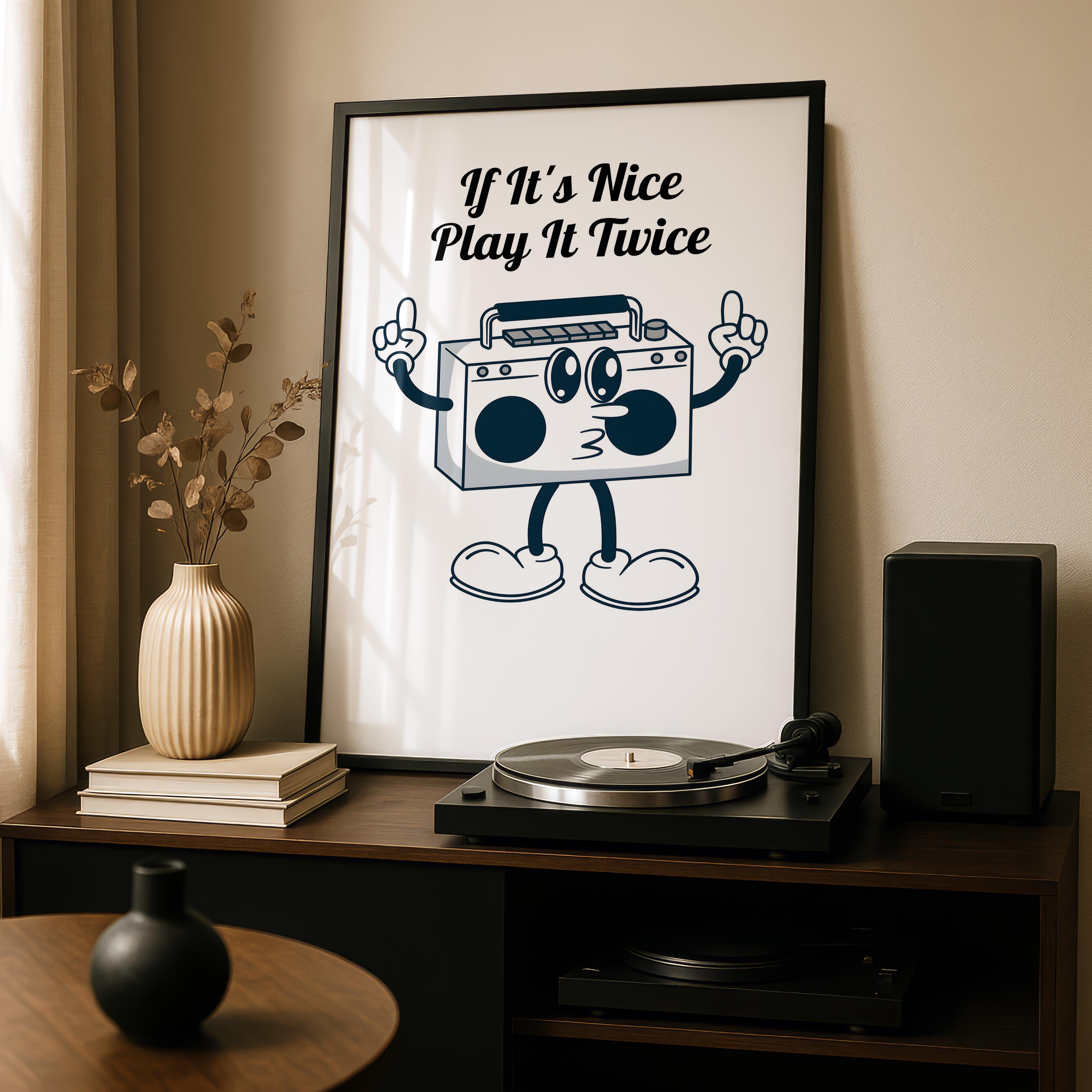 Retro Cartoon Music Boombox If It's Nice - Rolled Poster Wall Art Print