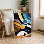 Retro Cosmic Space Planets in the Galaxy - Framed Canvas Wall Art Print