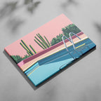 Retro Desert Oasis Poolside Vibes - Framed Canvas Wall Art Print | House Prints