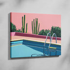 Retro Desert Oasis Poolside Vibes - Framed Canvas Wall Art Print | House Prints