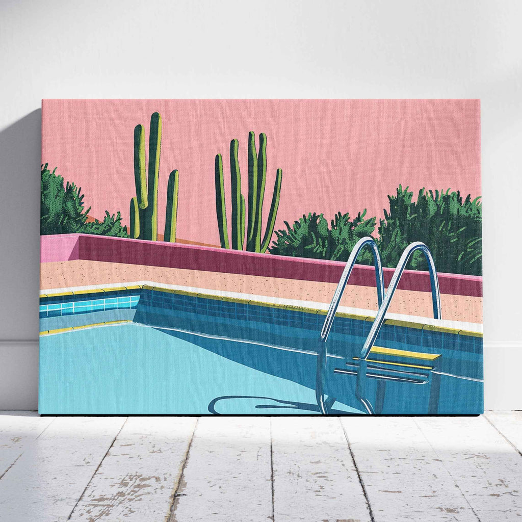Retro Desert Oasis Poolside Vibes - Framed Canvas Wall Art Print | House Prints