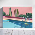 Retro Desert Oasis Poolside Vibes - Framed Canvas Wall Art Print | House Prints
