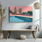 Retro Desert Oasis Poolside Vibes - Framed Canvas Wall Art Print | House Prints