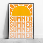 Retro Orange Summer Sun Typography - Rolled Poster Wall Art Print | House Prints