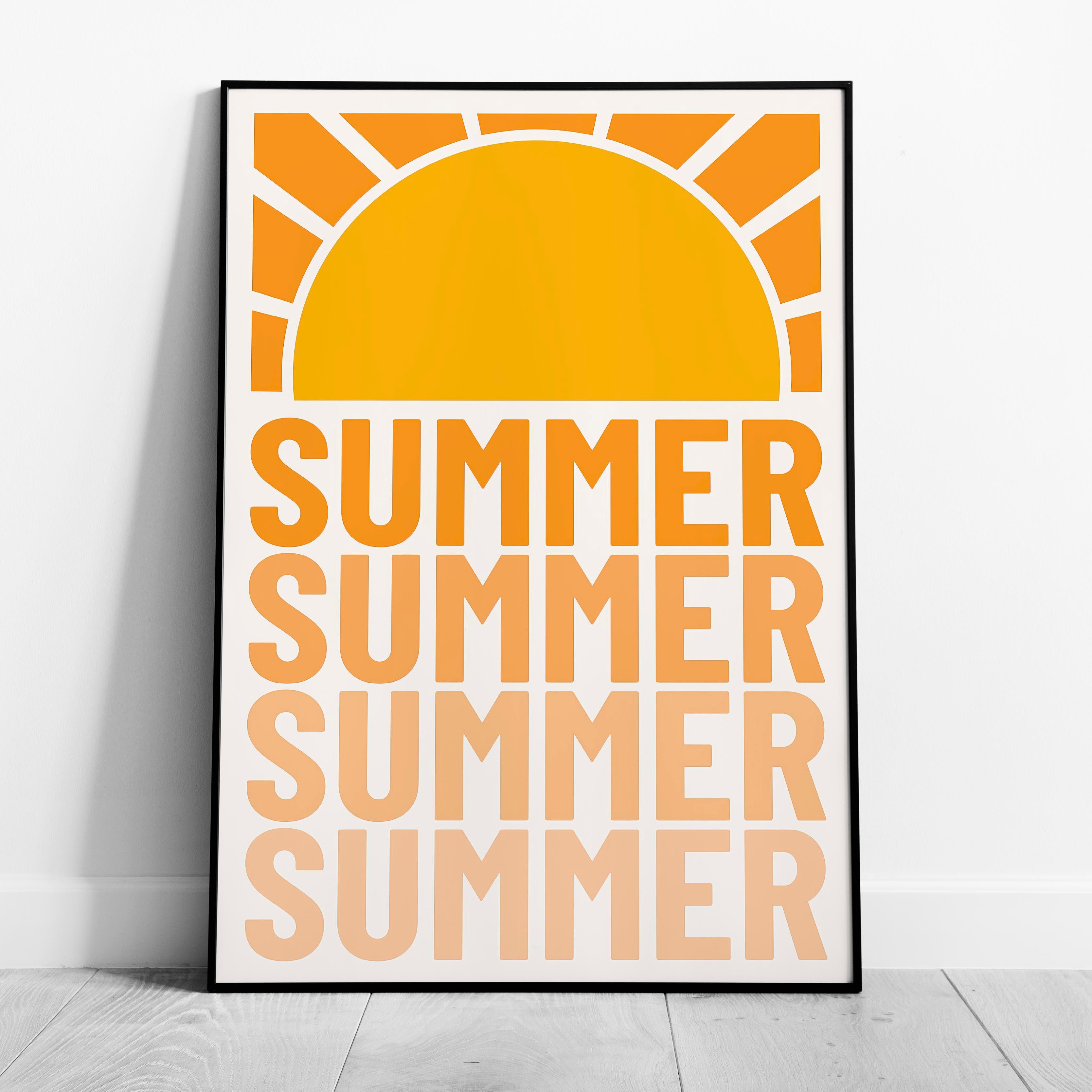 Retro Orange Summer Sun Typography - Rolled Poster Wall Art Print | House Prints
