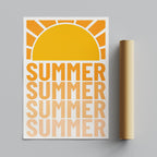 Retro Orange Summer Sun Typography - Rolled Poster Wall Art Print | House Prints