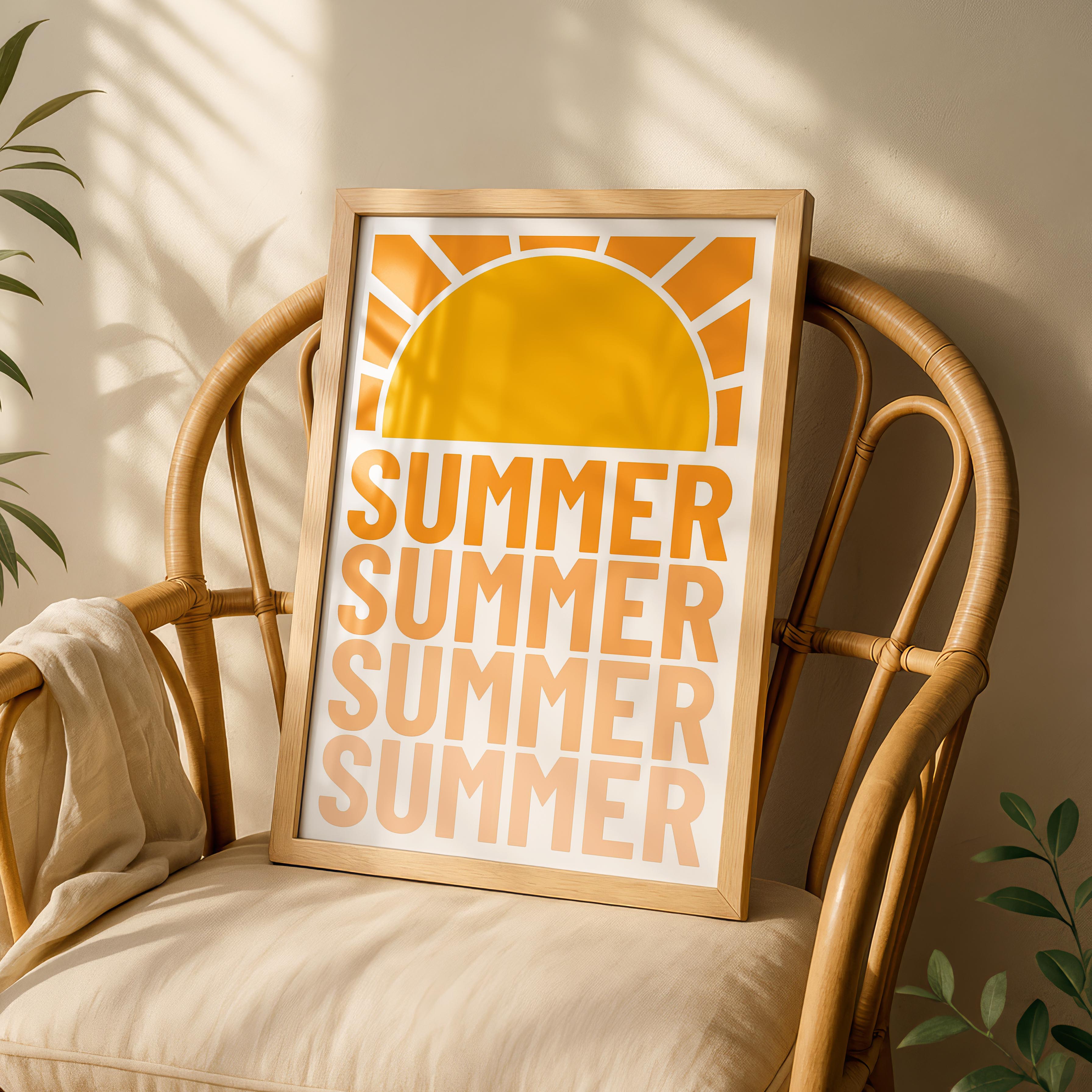 Retro Orange Summer Sun Typography - Rolled Poster Wall Art Print | House Prints