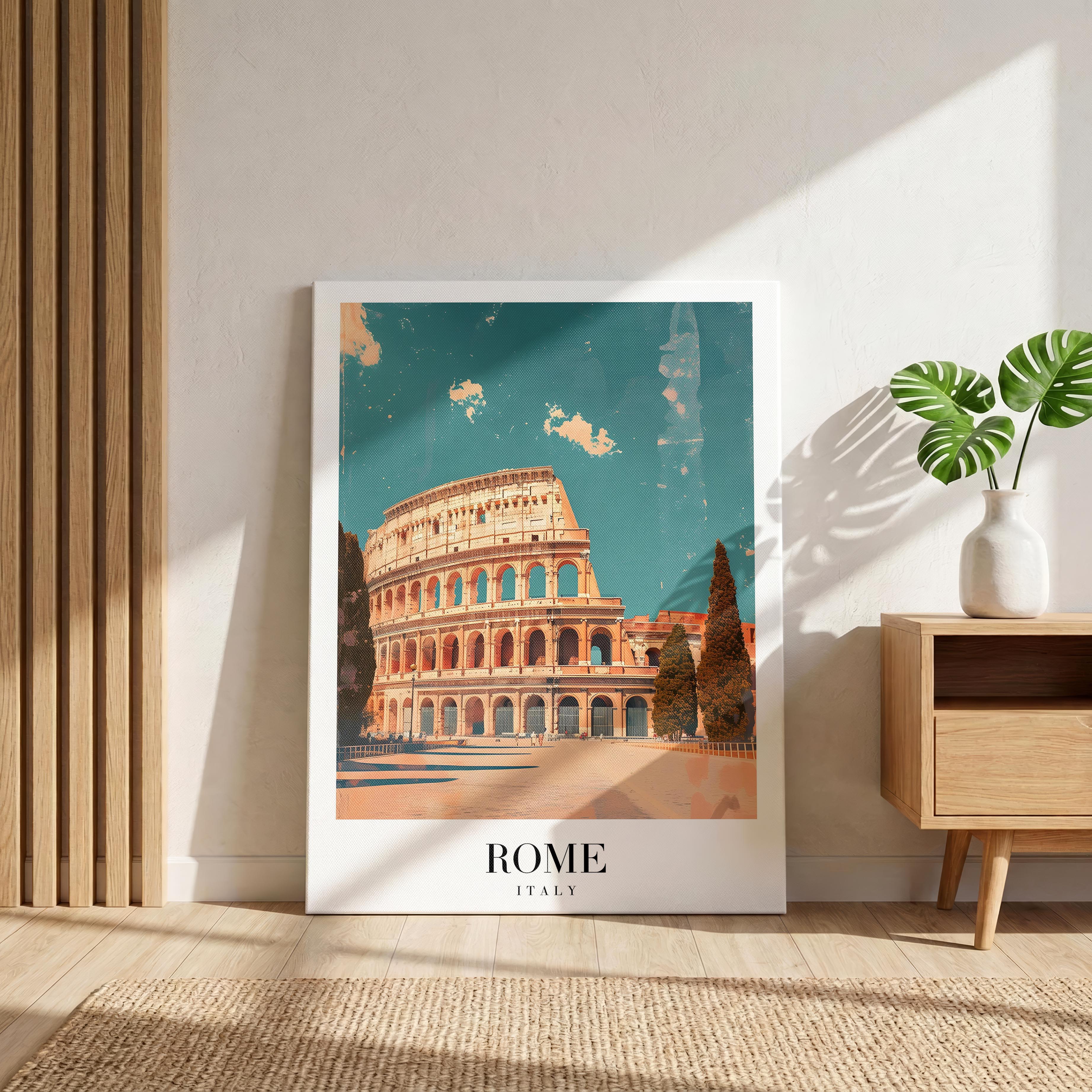 Rome Italy World City Travel Art - Framed Canvas Wall Art Print