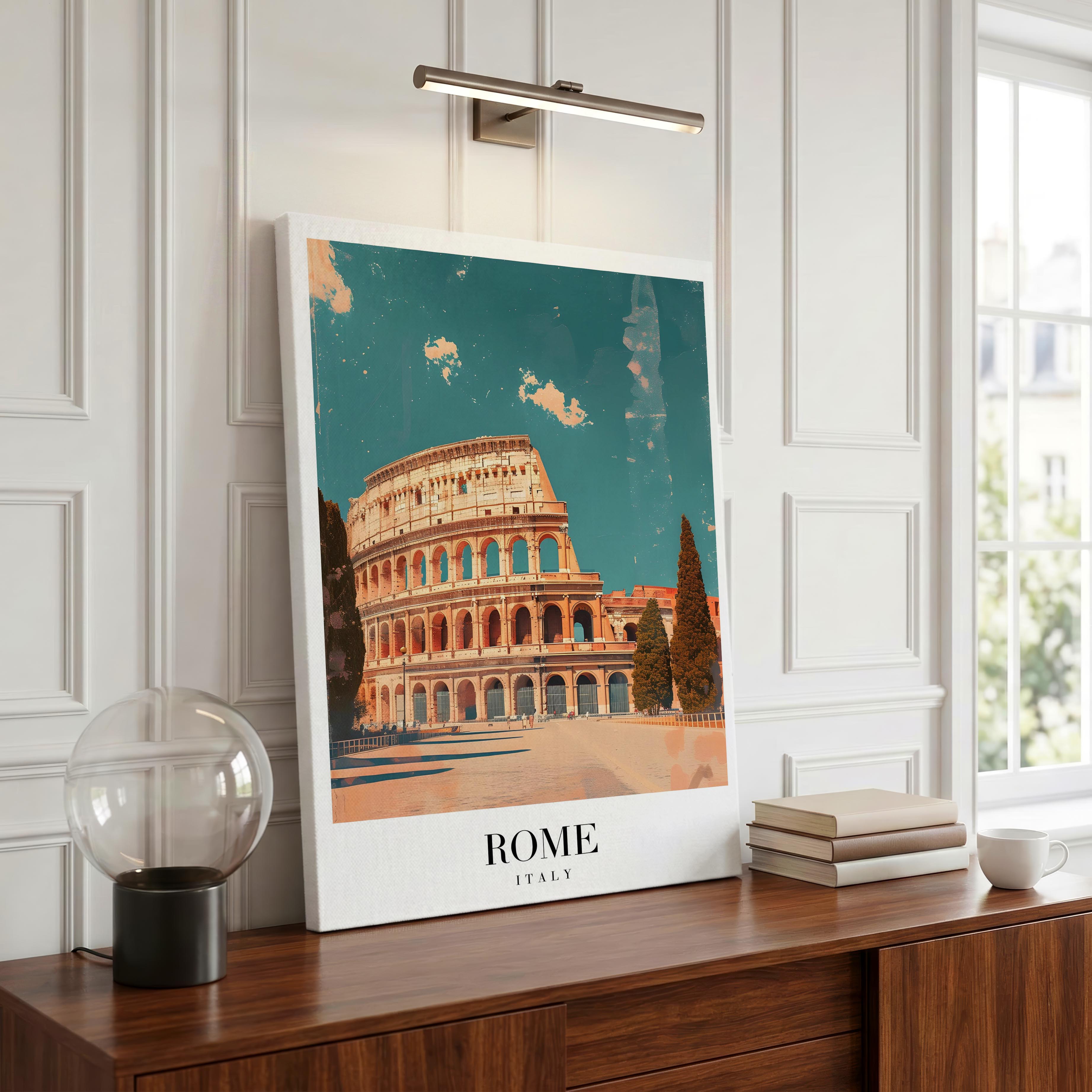 Rome Italy World City Travel Art - Framed Canvas Wall Art Print