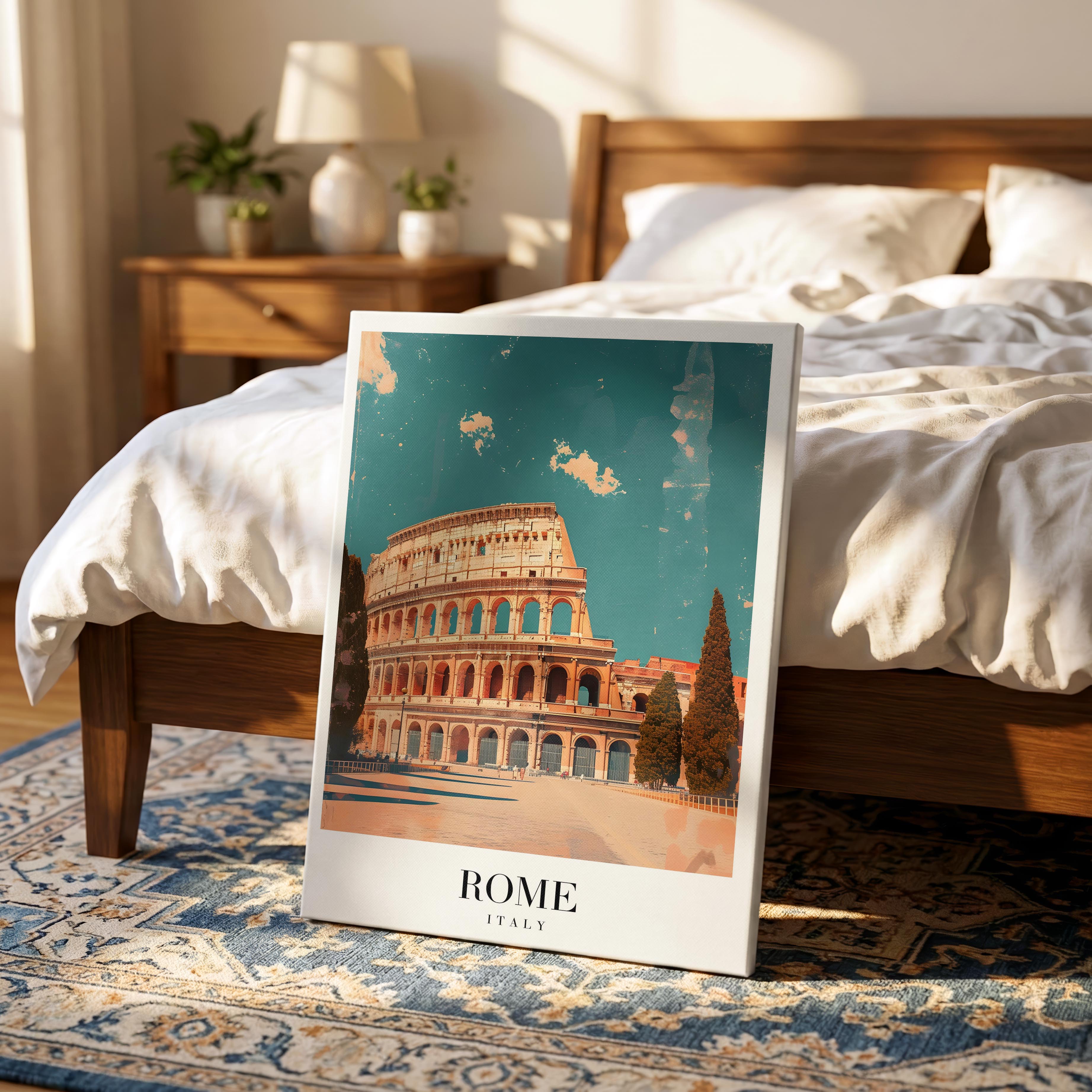 Rome Italy World City Travel Art - Framed Canvas Wall Art Print