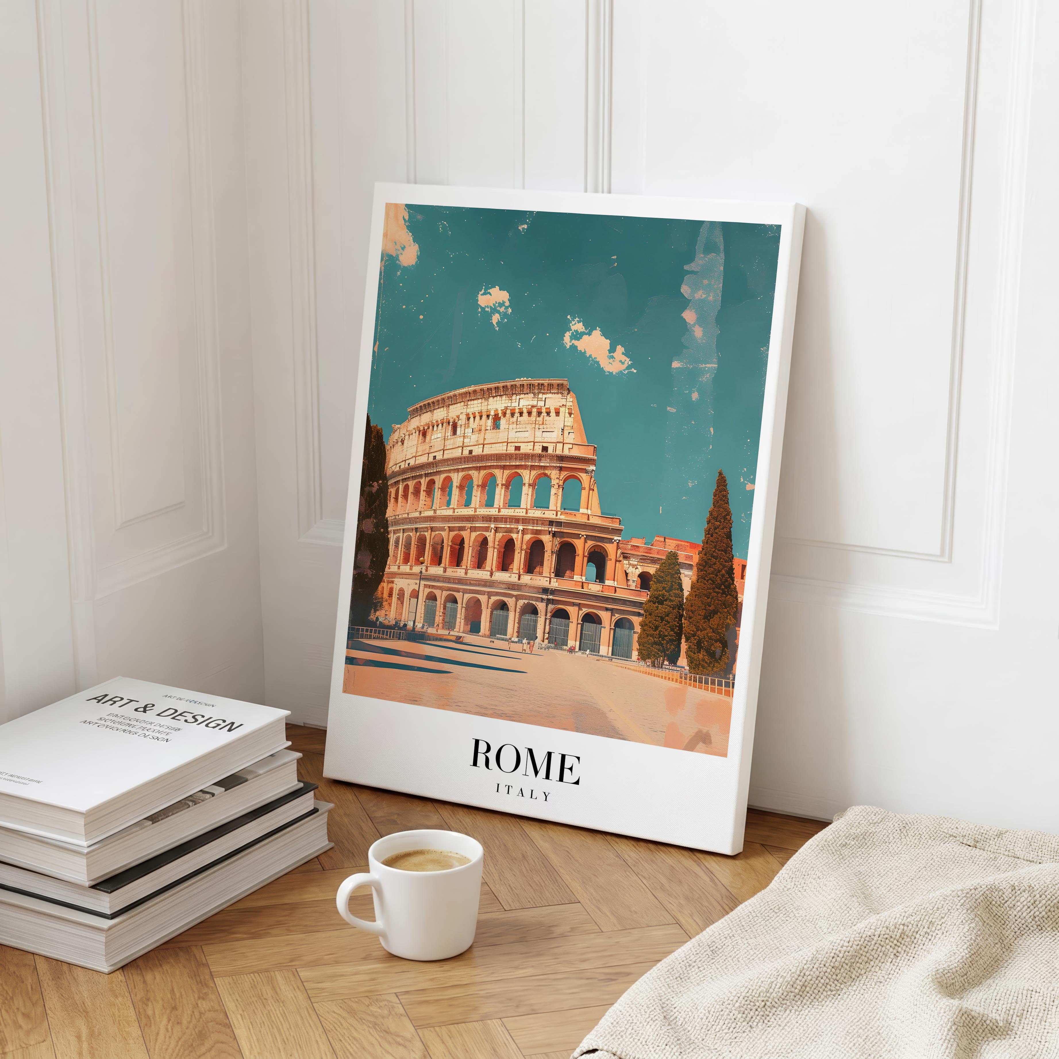 Rome Italy World City Travel Art - Framed Canvas Wall Art Print