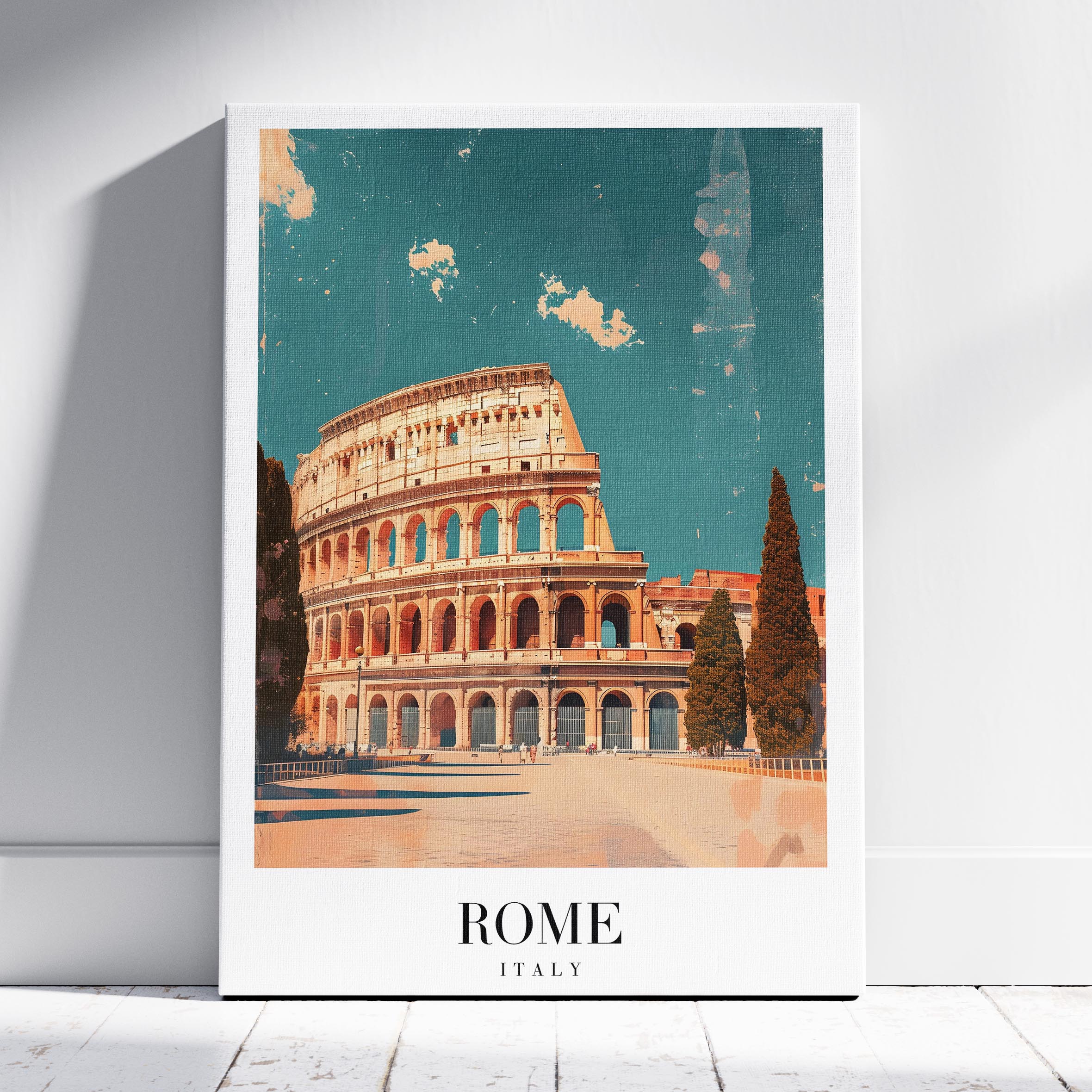 Rome Italy World City Travel Art - Framed Canvas Wall Art Print