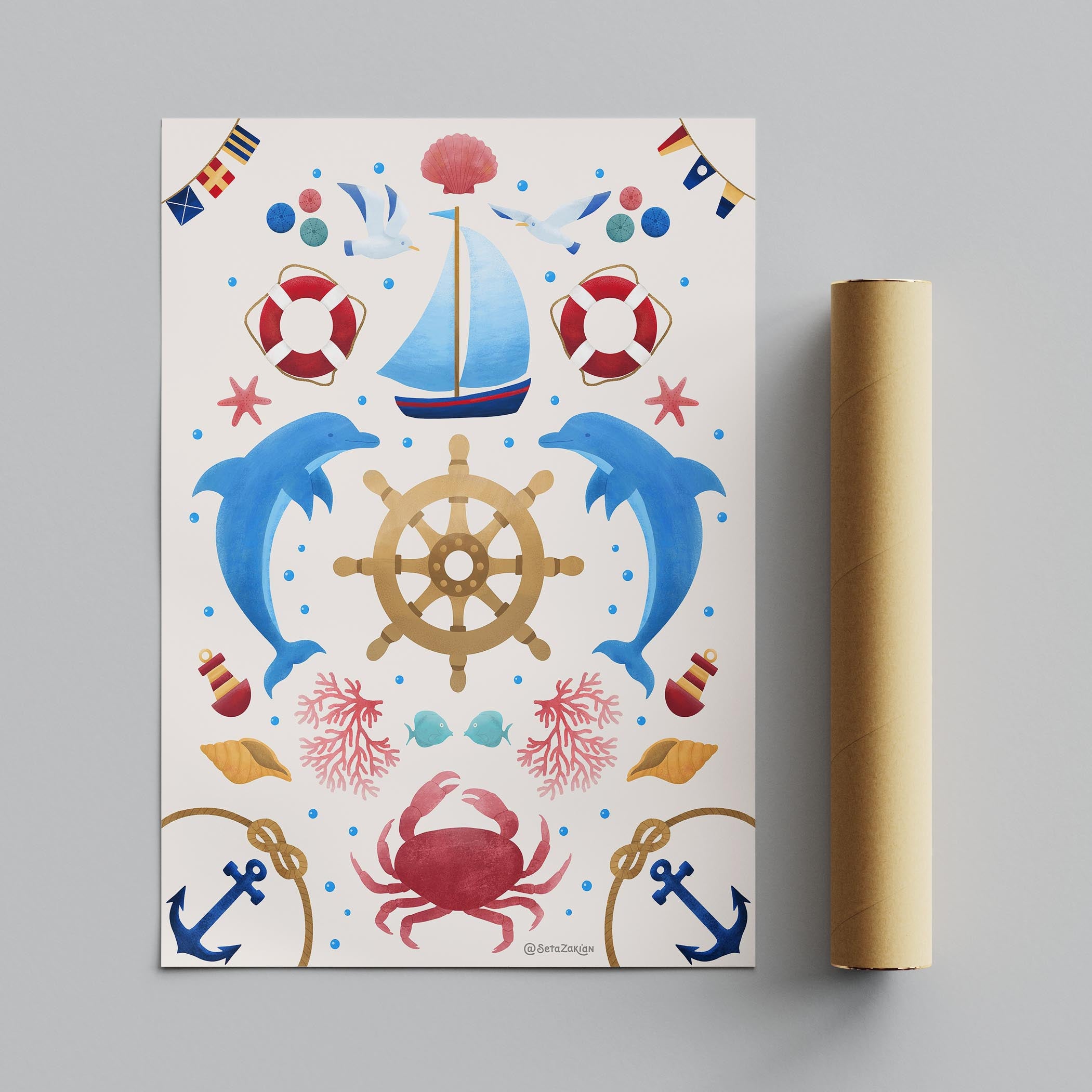 Sail Away (Cream) - Seta Zakian - Rolled Poster Wall Art Print