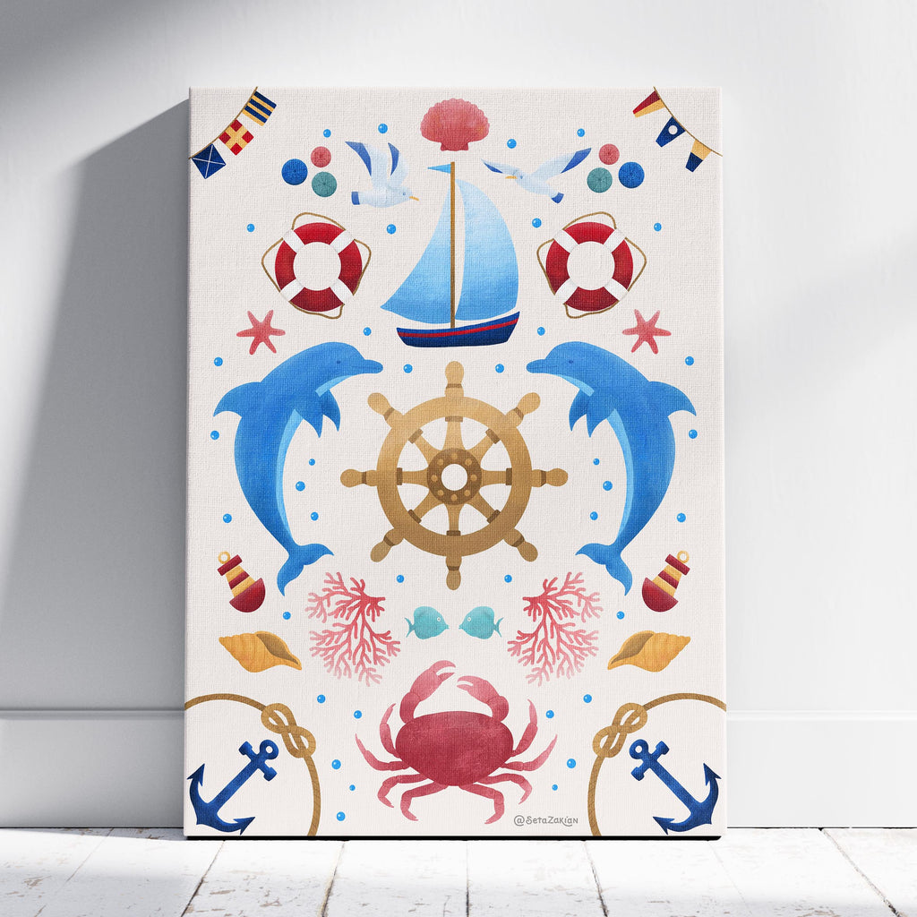 Sail Away (Cream) - Seta Zakian - Framed Canvas Wall Art Print
